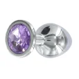 BASIC X Tommy kovový anální kolík s fialovým kamínkem