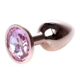 MyLove Rose gold anální kolík s kamínkem S růžový
