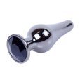 HeavyFun Dark Silver anální kolík s kamínkem S černý