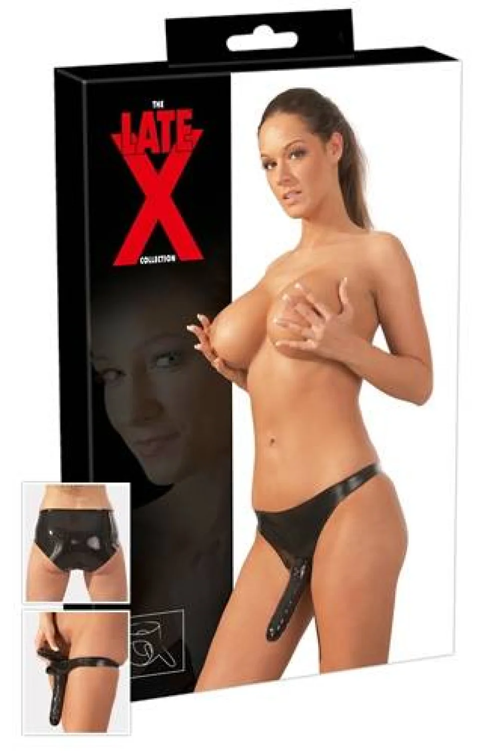 LateX Latexové kalhotky s dildy 2 v 1 S-L