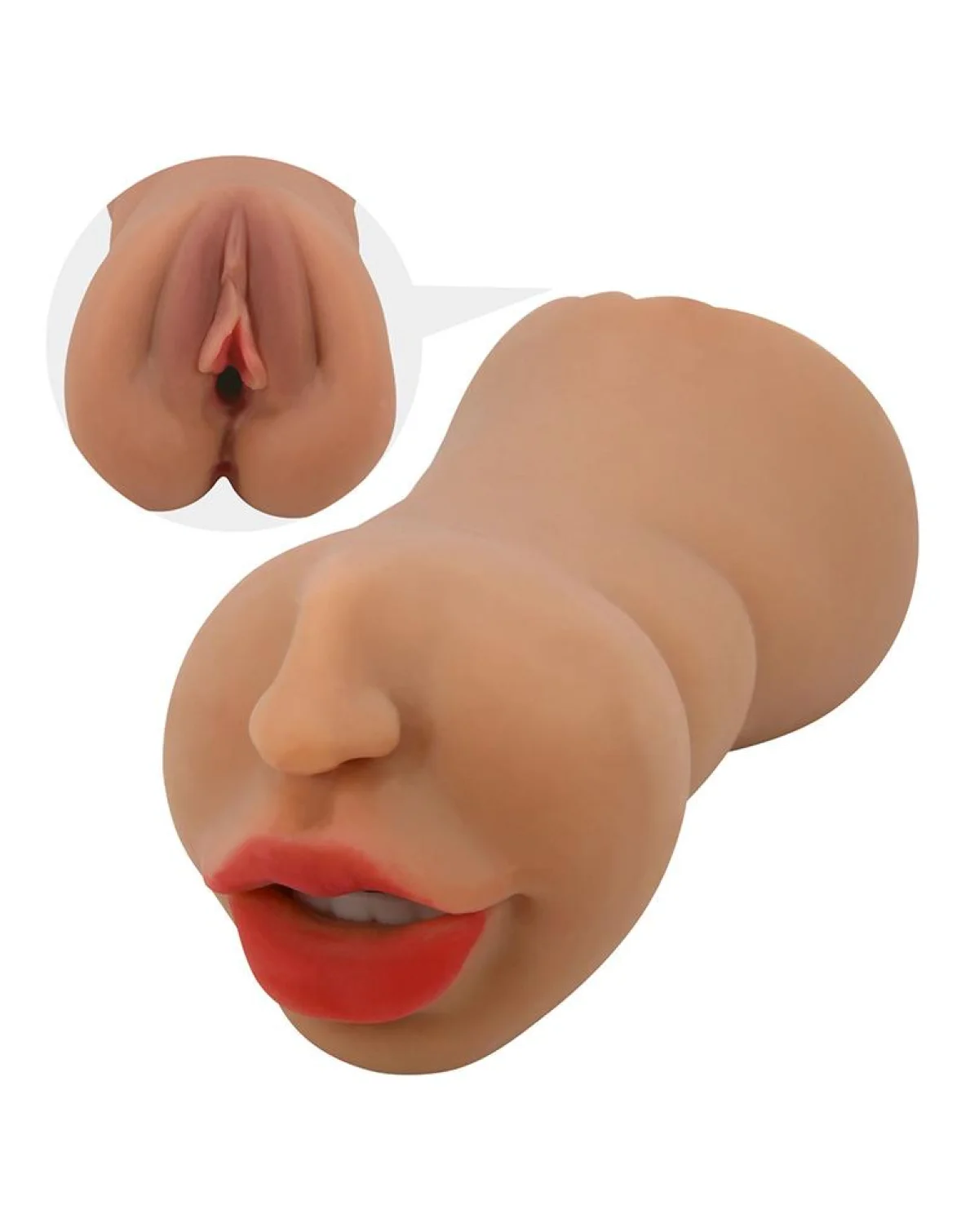 Oboustranný masturbátor Zoey Premium Dual s realistickým tvarem úst a detailním vaginálním vstupem