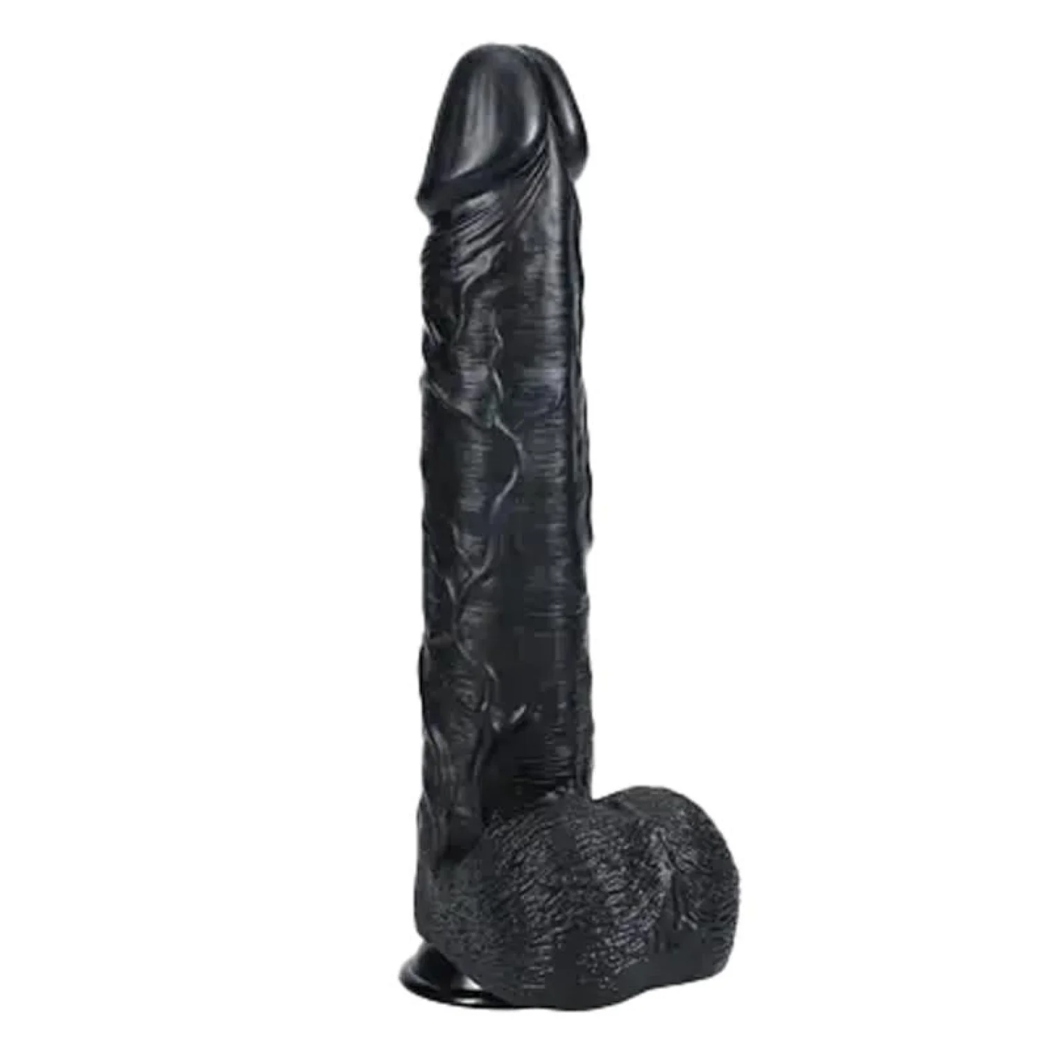 RealRock Extra Large dildo s varlaty 38 cm - černé