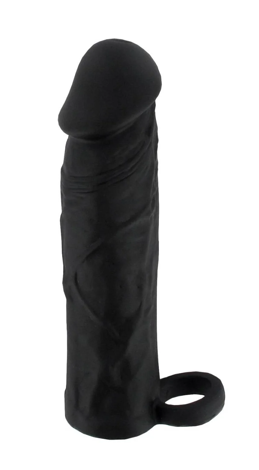 BASIC X Realistický zvětšující návlek na penis S - černý