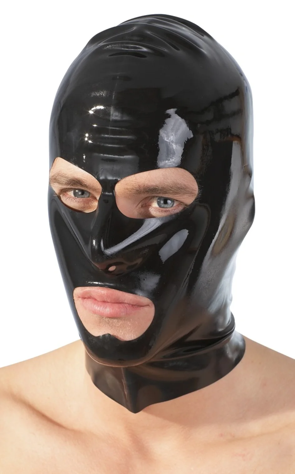 LateX maska na obličej s otvory pro oči a ústa černá