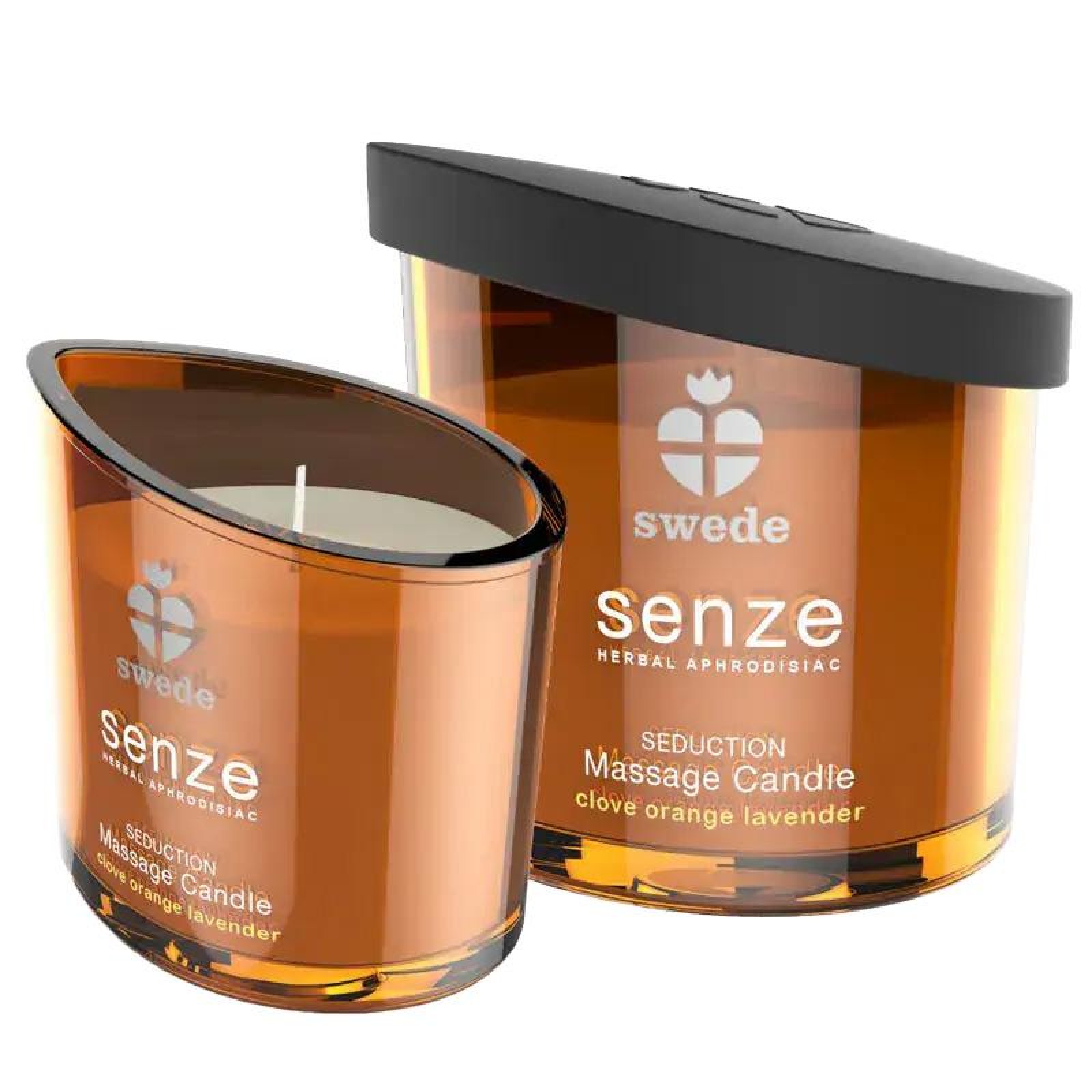 SENZE Eroticko-relaxační masážní svíčka - hřebíček, pomeranč, levandule 50 ml