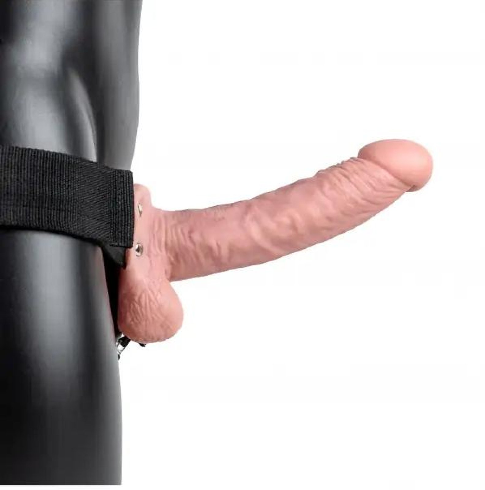 Realrock Hollow Strap-on dutý připínací penis s varlaty 18 cm - tělový