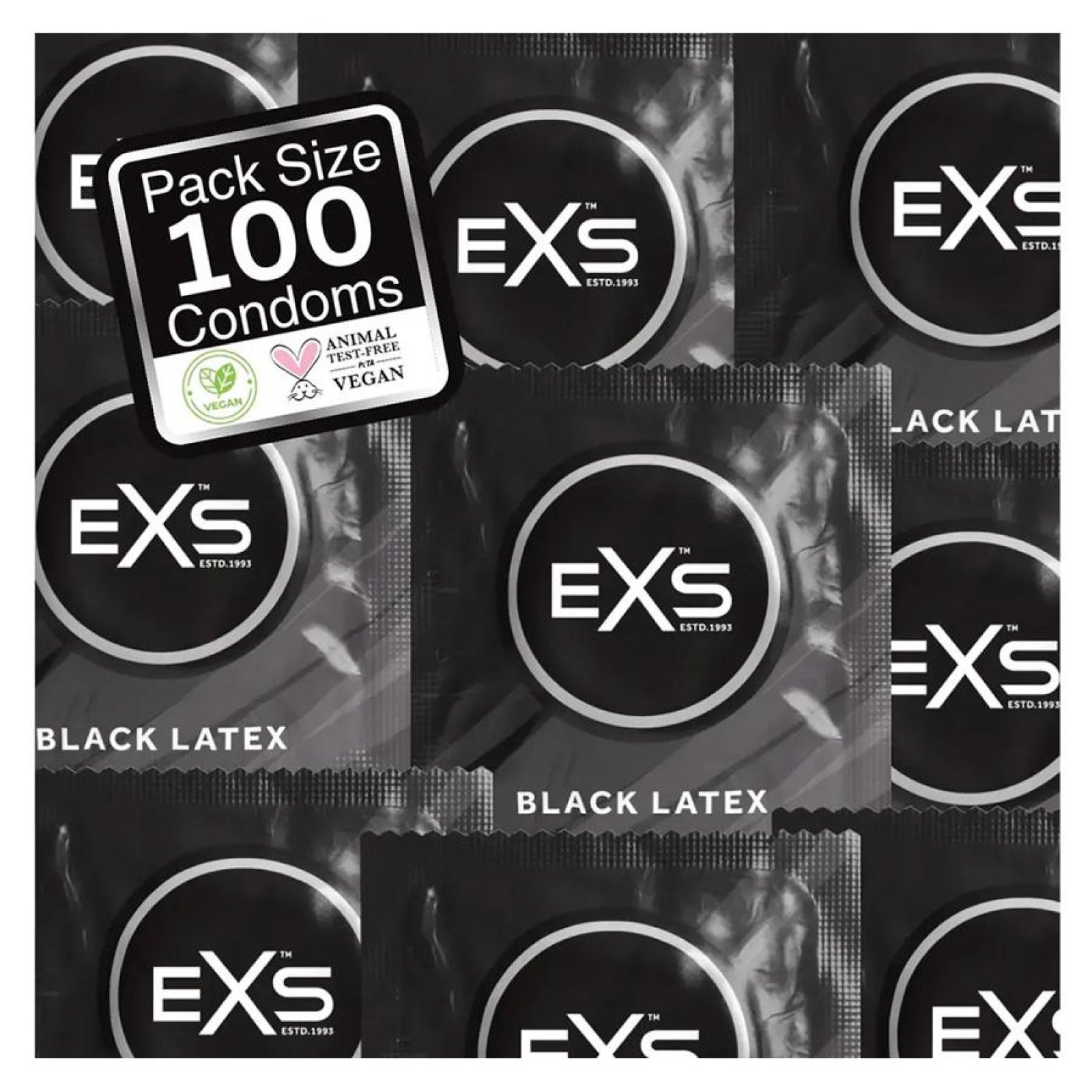 EXS Black Latex kondomy 100 ks