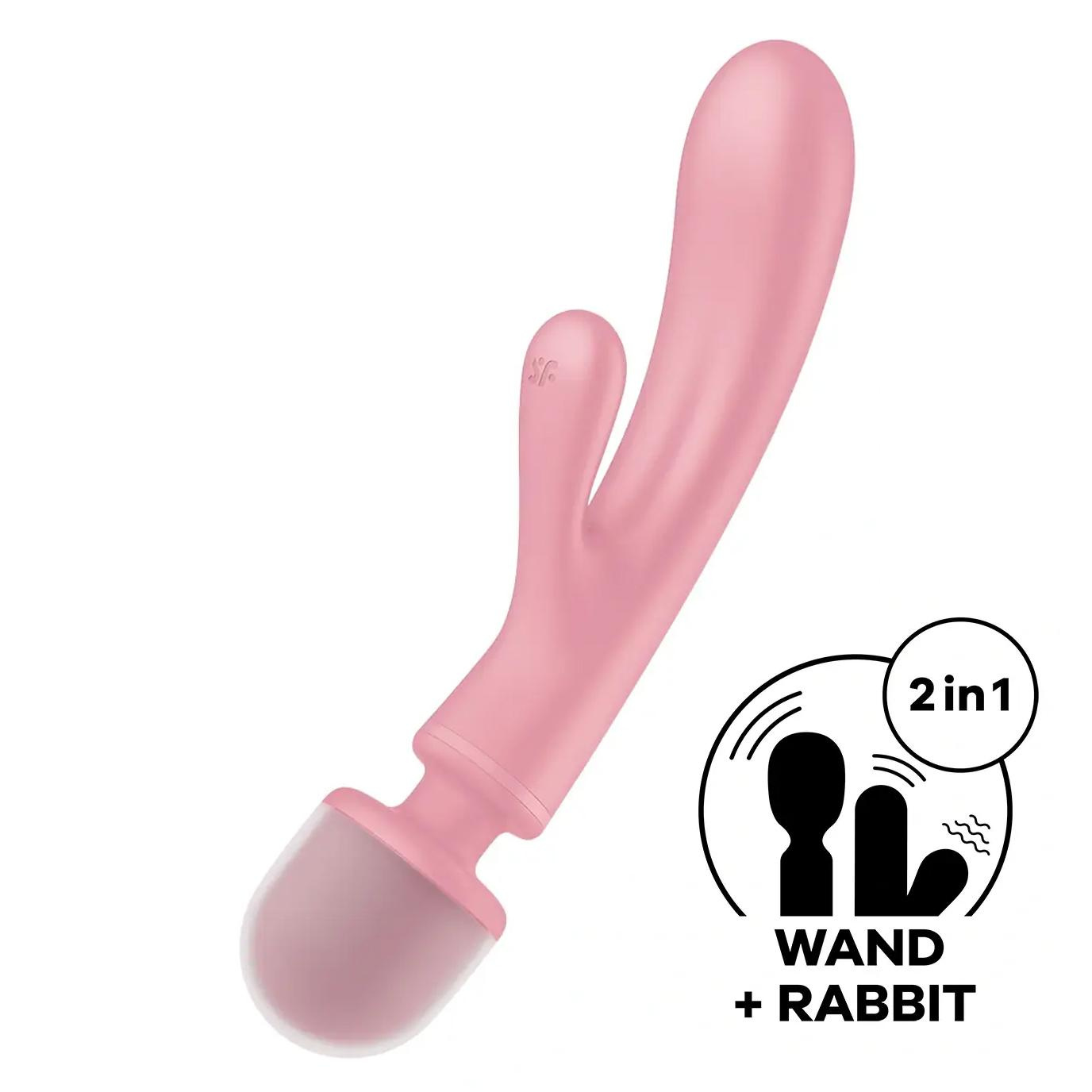 Multifunkční vibrátor Satisfyer Triple Lover růžový, vibrátor na bod G a klitoris a masážní přístroj