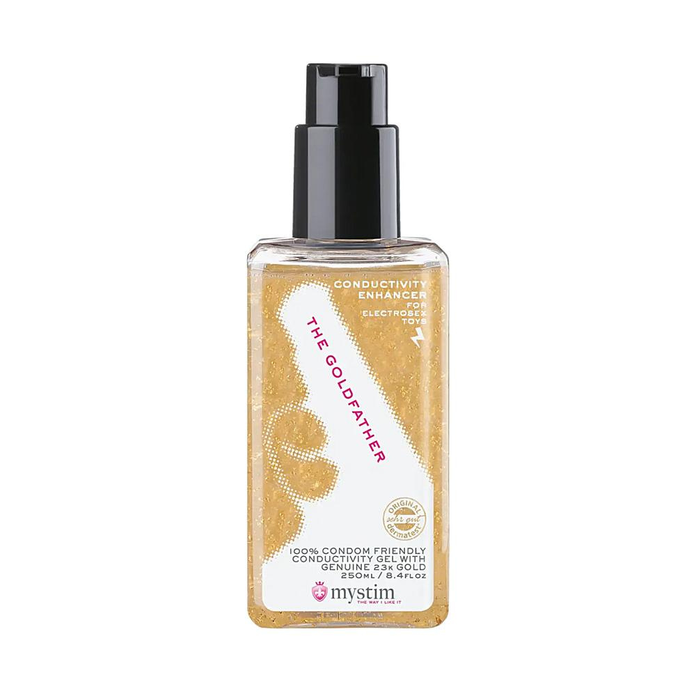 Mystim The Goldfather 250 ml, vysoce vodivý lubrikační gel s 23 kt zlatem pro elektrosex