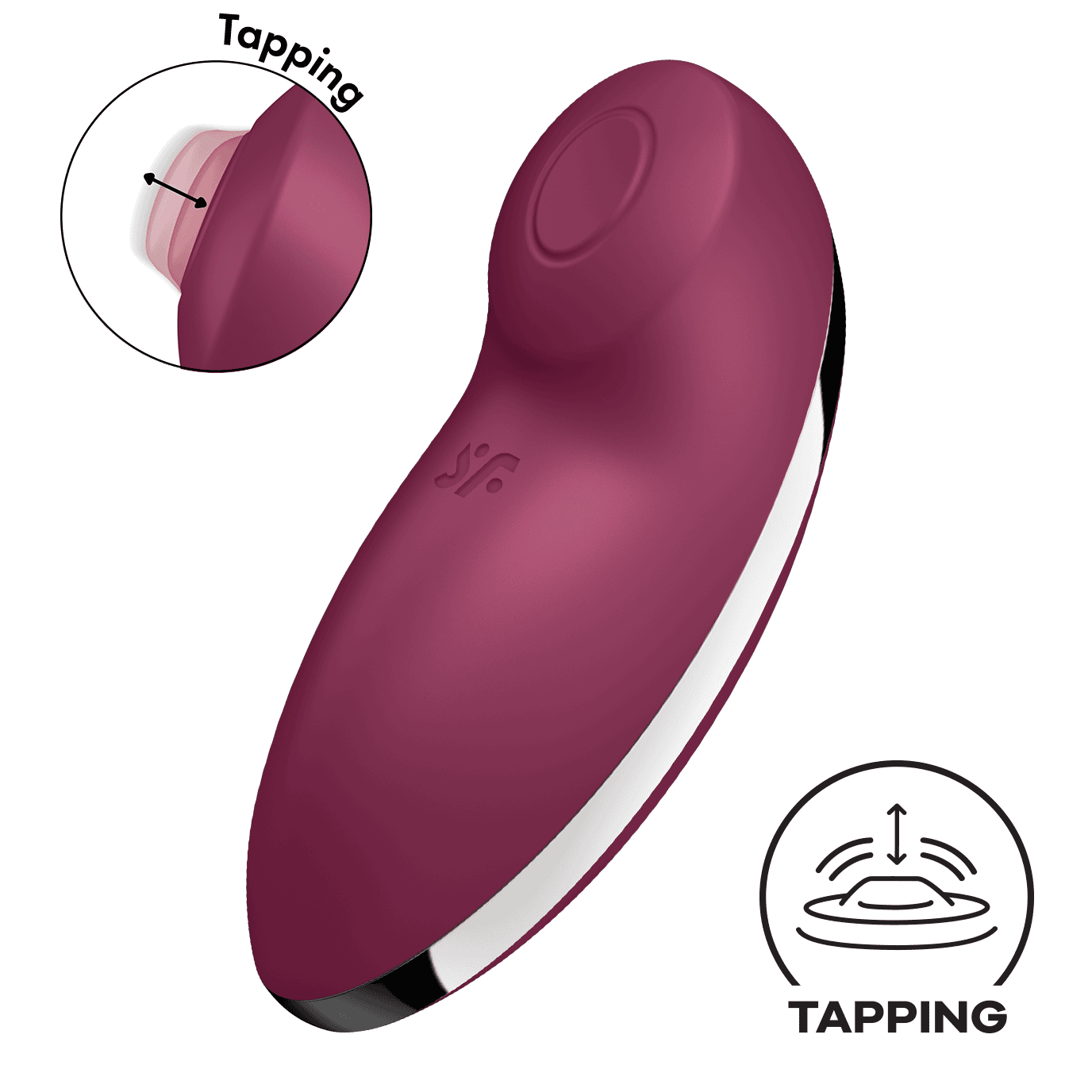 Přikládací vibrátor Satisfyer Tap & Climax 2 Red, silikonový vibrátor s pulzátorem