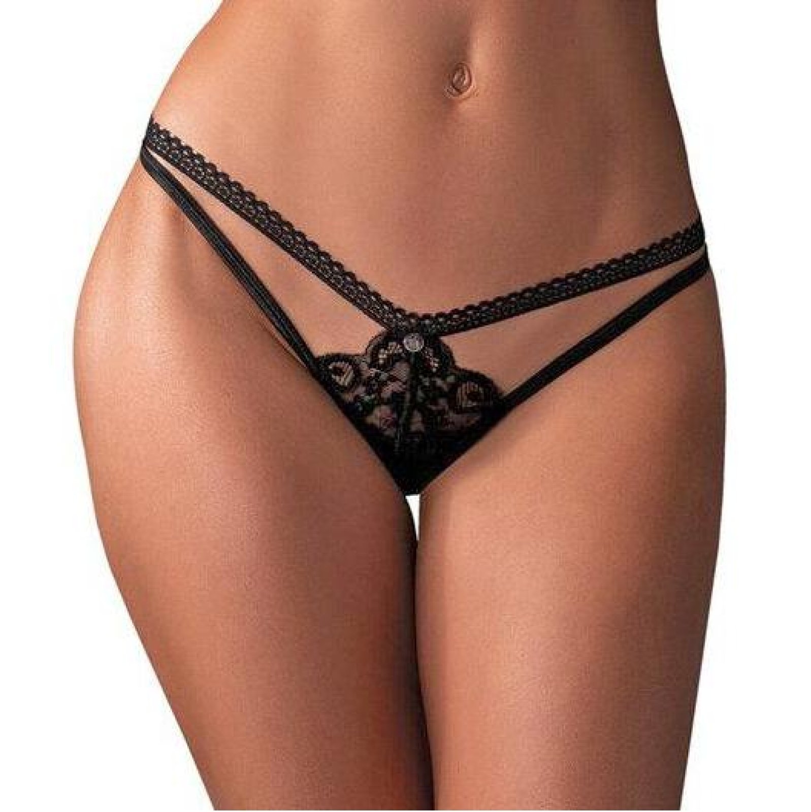 Obsessive Blomentis tanga - černá: XL/2XL