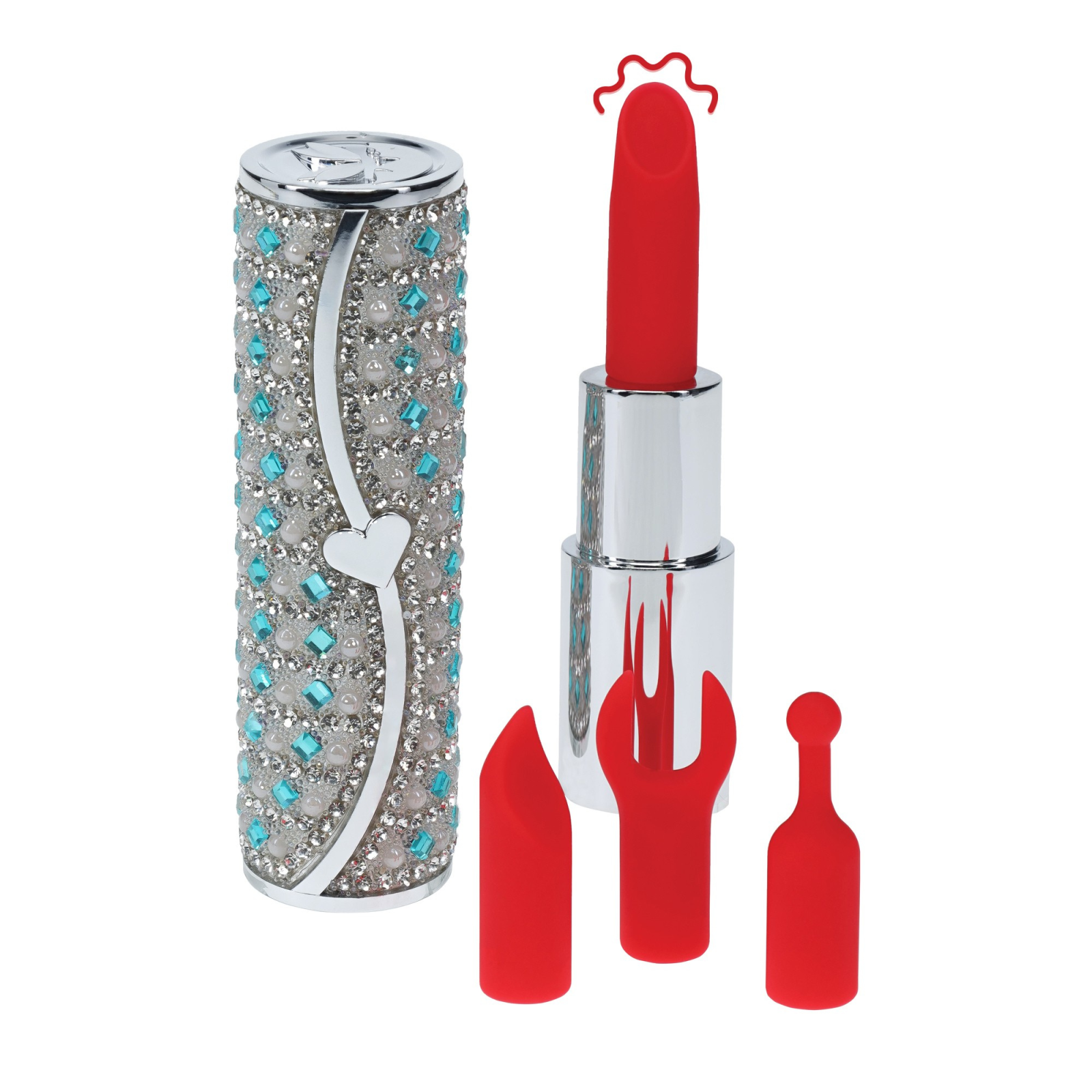 Loveline Tiffany Lipstick minivibrátor se 4 nástavci Blue