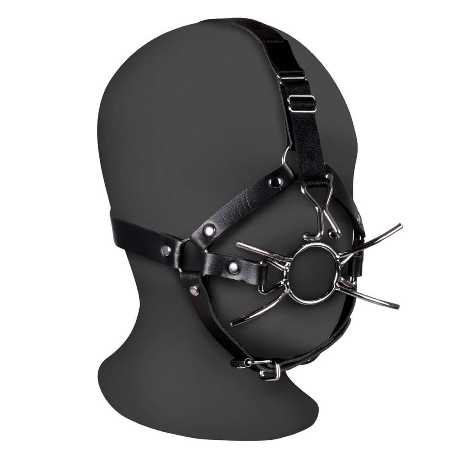 Ouch! Xtreme Head Harness with Spider Gag and Nose Hooks Black