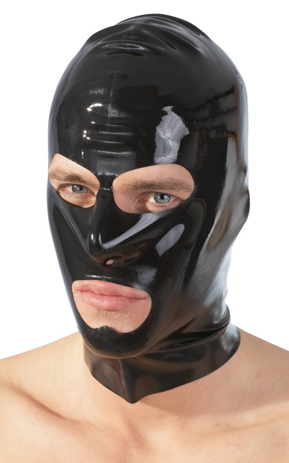 LateX maska na obličej s otvory pro oči a ústa černá