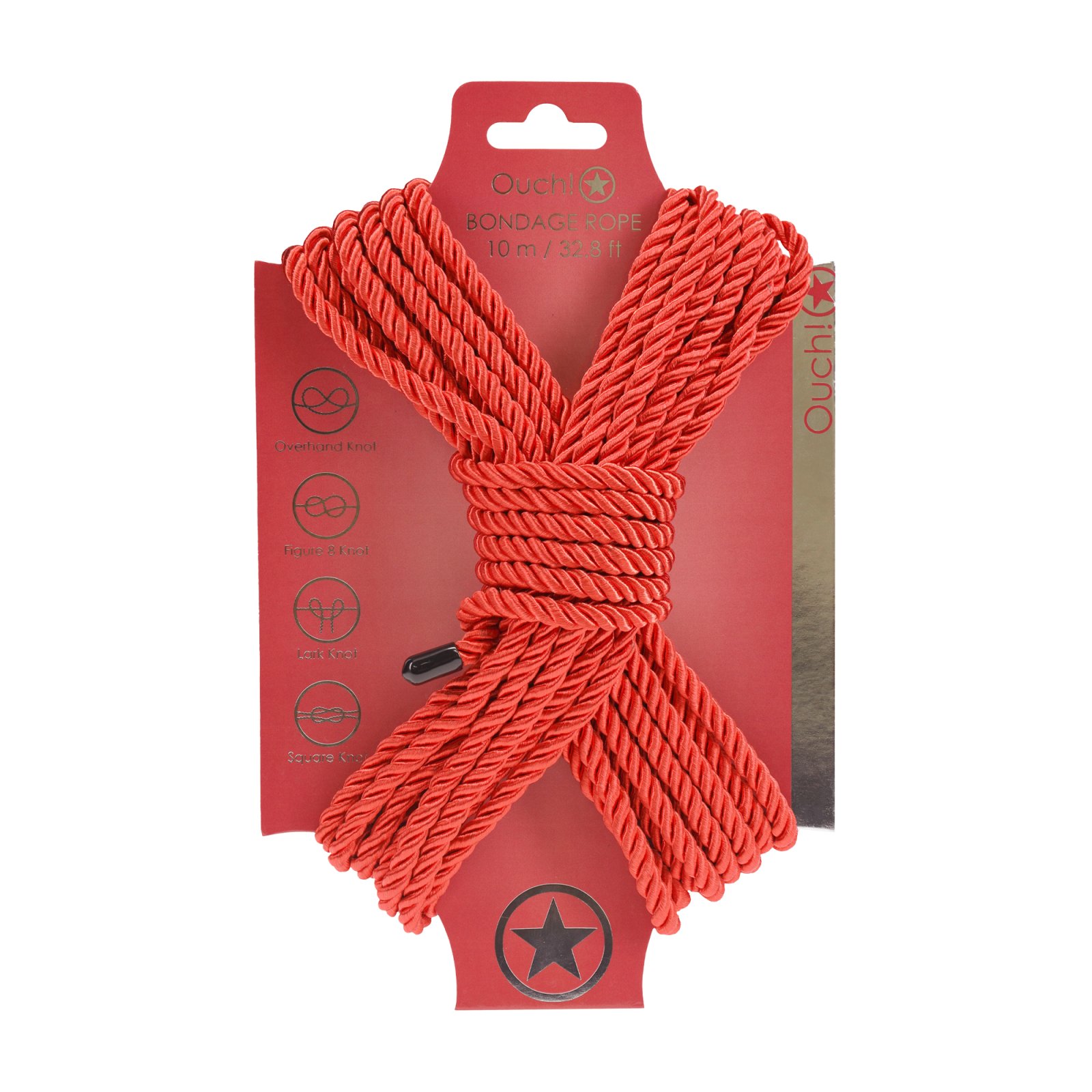 Ouch! Bondážní lano polyester-bavlna 10 m červené
