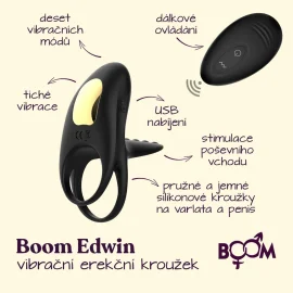 BOOM Edwin vibrační erekční kroužek s dálkovým ovládáním