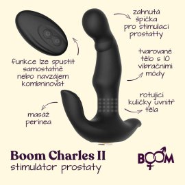 BOOM Charles II stimulátor prostaty na dálkové ovládání - černý