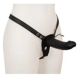 Strap-On Duo Vibrační silikonový připínací penis - černý