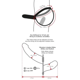 Strap-On Duo Vibrační silikonový připínací penis - černý