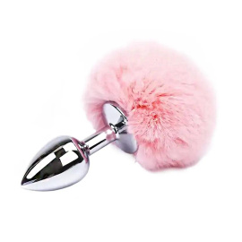 BASIC X Quentin kovový anální kolík s  ocáskem růžový