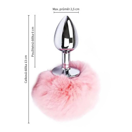 BASIC X Quentin kovový anální kolík s  ocáskem růžový