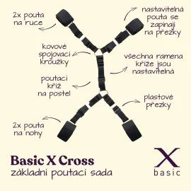 Poutací BDSM sada na postel BASIC X Cross