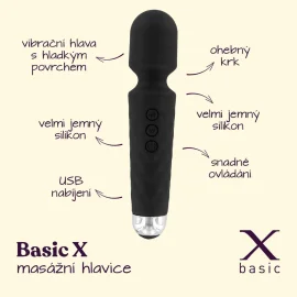BASIC X masážní hlavice dobíjecí černá