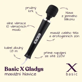 BASIC X Gladys masážní hlavice černá