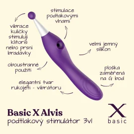 BASIC X  Alvis podtlakový stimulátor klitorisu 3v1 fialový