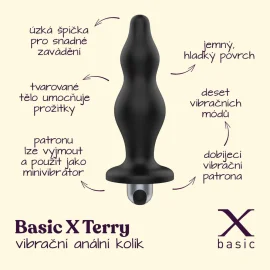 BASIC X Terry vibrační anální kolík černý