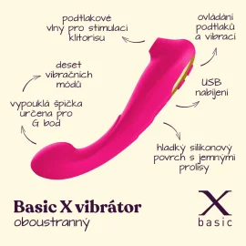 BASIC X Reen oboustranný podtlakový stimulátor klitorisu