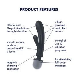 Satisfyer Triple Lover oboustranný vibrátor - šedý