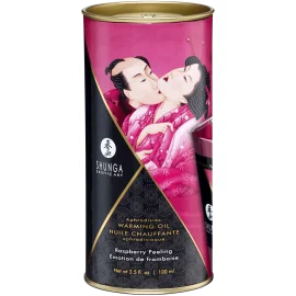 Shunga Hřejivý masážní olej s afrodiziaky - malina 100 ml