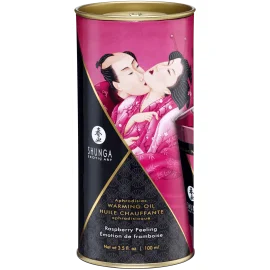Shunga Hřejivý masážní olej s afrodiziaky - malina 100 ml