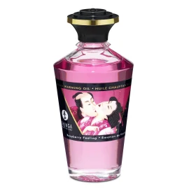 Shunga Hřejivý masážní olej s afrodiziaky - malina 100 ml