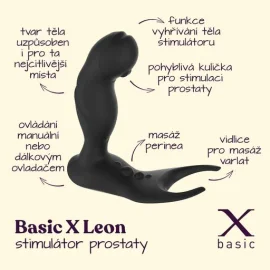 BASIC X Leon stimulátor prostaty na dálkové ovládání černý