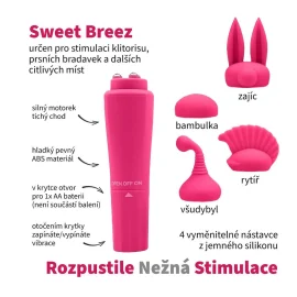 Sweet Breez Vibrátor na klitoris s nástavci růžový