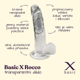 BASIC X Rocco transparentní penis s přísavkou M