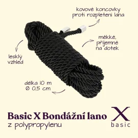 BASIC X bondážní lano z polypropylenu 10 m černé