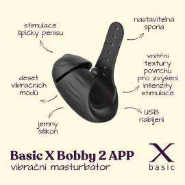 BASIC X Bobby 2 APP vibrační masturbátor s nastavitelným průměrem černý