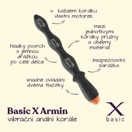 BASIC X Armin vibrační anální korále černé