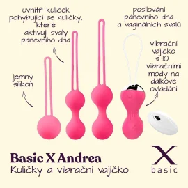 BASIC X Andrea venušiny kuličky  a vibrační vajíčko set 4 v 1 růžové
