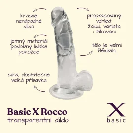 BASIC X Rocco transparentní penis s přísavkou XS