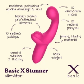 BASIC X Stunner vibrátor na G-bod a klitoris růžový
