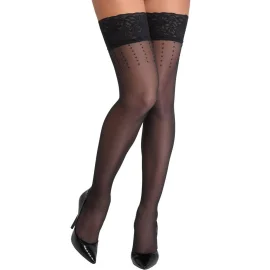 Cottelli Legwear Samodržící punčochy - černé: 5 (XL)