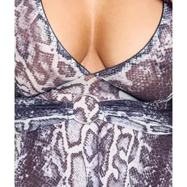 Cottelli Party Šaty s hadím vzorem - šedé: L