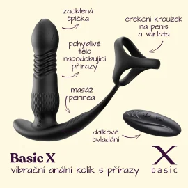 BASIC X  Ronie vibrační anální kolík na dálkové ovládání