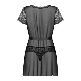 Obsessive Alluria peignoir - černý: S/M