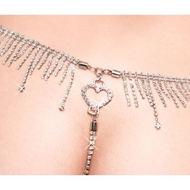 Cottelli Lingerie tanga se stříbrnou ozdobou s kamínky