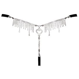 Cottelli Lingerie tanga se stříbrnou ozdobou s kamínky